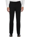 Savane Men's Big & Tall Flat Front Performance No Iron Gabardine Dress Pants with Extendable Waistband, Black, 46W x 30L Tall