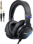 NUBWO Studio Headphones Wired, Hi-Res Over Ear Headphones with 3.5/6.35mm Detachable Jack, 180° Flip Earpads, 45mm Drivers Professional Monitor Headsets for Mixing, DJ, Recording, Guitar, Piano-HD01