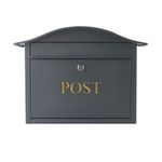 safes uk Mail Catcher Large Letterbox-High Security Metal Wall Mounted Post Box For Outside Use Letter Box Is Weatherproof And Waterproof External Home Mail Box A4 Larger Letters (Dark Grey)