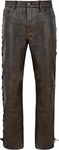 TOOFAN WEAR Motorcycle Leather Pants Biker Cowboy Riding Racing Western Genuine Leather Pants, Brown Side Laces, 42