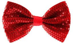 Sequin Bow Ties for Men - Pre-tied Adjustable Length Bowtie, Many Colors to Choose From (Red)