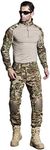 SINAIRSOFT US Army Uniform Shirt Pants with Knee Pads Tactical Combat Airsoft Hunting Apparel Camo BDU MC Small+