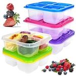 ADERTOS 5 Pack Snack Containers 4 Compartments Bento Lunch Box Leakproof Meal Prep Containers Reusable Divided Food Storage Containers Boxes with Cutlery for School Work, Dishwasher & Microwave Safe