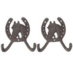 STOBOK 2pcs Horseshoe Hooks Vintage Horseshoe Cast Iron Wall Hook Horse Head Hook Clothes Hook Western Horseshoe Decor for Key Coat Hat