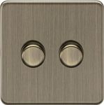 Knightsbridge 2G 2-way 10-200W (5-150W LED) Intelligent dimmer - Antique Brass