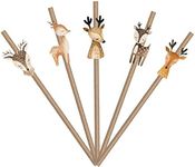 10 PCS Straws Boho Deer Woodland Animals for Baby Shower, 1st Birthday | Forest Deer Theme Baby Shower Party Supplies and Party Decorations