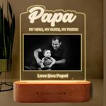 ZOCI VOCI Acrylic Father's Day Gift | Papas Shining Star - Customized Gift - Engraved Lamp For Papa, Dadaji, Personalized Fathers Day Gift For Dad, Grandpa (Only Lamp, Led,Brown)