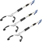 Frebuta Grabber Reacher Tool, 3PC 53In Trash Picker Upper Grabber Extra Long Handle Graber Stick Heavy Duty Stainless Steels Tube Reacher Grabber Pickup Tool for Seniors with Sponge Handle Study