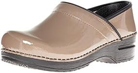 Sanita Pro Patent Narrow Professional Clogs for Women - Arch Support, Durable, Closed-Back Slip-On Shoes, Taupe, 7