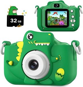HOOMOON Dinosaure Appareil Photo, Caméra Selfie Jouet Fille Garçon, Carte SD 32 Go, Enregistreur Vidéo HD 1080p, Cadeaux d'anniversaire de Noël pour 3 4 5 6 7 8 9 10 Ans Enfants