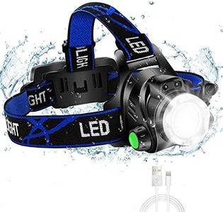 AJB LED Rechargeable Headlamp, 150000LM Head Lamp Super Bright with 9 Modes & IPX6 Waterproof Zoomable Head Lights for Forehead, 90° Adjustable Headlamps for Camping Hiking Hunting Fishing Car Repair