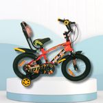 HOUSE OF TOES Drake Bicycle for Kids 3 to 5 Years Boys & Girls 14T Inches | 90% Assembled | Training Wheels | Water Bottle | Internal Rooting Cable | Tyre Tube | Red Frame with Yellow Black Graphics