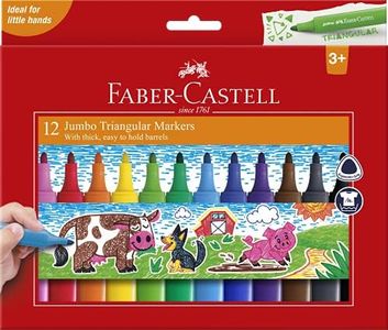 Faber-Castell Jumbo Triangular Markers Assorted Pack of 12 Multicolor 51-010179