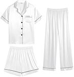 SWOMOG Womens Satin Pyjama Sets Lad