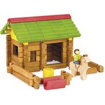 Jeujura J8230 64 Pieces Wooden Construction Chalet in Box, Multi-Color