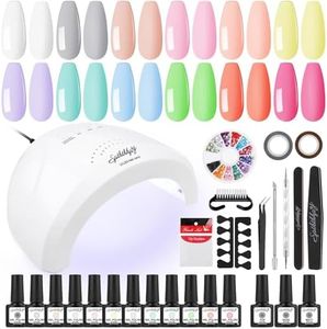 SPTHTHHPY Kit Completo Uñas Semipermanentes 12PCS Esmalte en Gel con 48W Lámpara, Kit en Gel de UV Gel para Manicura Francesa DIY Uña Arte，Kit Para uñas Semipermanentes con Capa Base y Superior