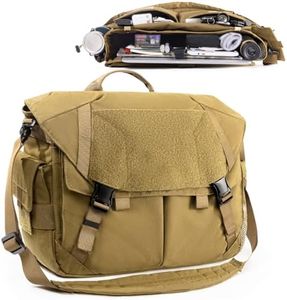 Tactical Messenger Bag for Men & Women, Military-Style Crossbody Shoulder Bag, Water-Resistant Laptop Bag for Work, Travel & School, Large Capacity with Multiple Compartments - Brown