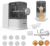 PHITTIS Electric Pasta Machine, Automatic Pasta Maker Machine Electric with 8 Discs for Spaghetti & Fettucine and More, Easy-to-Clean Noodle Maker with Measuring Cup, Cleaning Scraper and Flour Cup