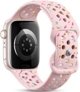 WJK Sport Band Compatible with Apple Watch Band 40mm 38mm 41mm 42mm 44mm 45mm 46mm 49mm Women Men, Recycled Plastic Silicone Confetti Strap for iWatch Series 10 9 8 7 6 5 4 3 2 1 SE Ultra 2/Ultra,Pink