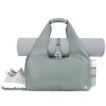 Gym Bag Women Yoga Bag with Shoe Compartment and Wet Pocket Travel Duffle Tote Yoga Mat Bag Large with Adjustable Mat Strap, Grey