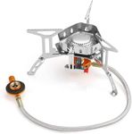 NEAR STOP Windproof Portable Backpacking Stove Burner with Piezo Ignition,Plastic Storage Box,Strong Firepower,Lightweight,Propane Butane Stove for Indoor Outdoor
