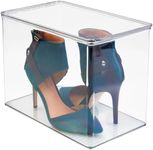 mDesign Stackable Closet Plastic Storage Bin Box with Lid - Container for Organizing Mens and Womens Shoes, Booties, Pumps, Sandals, Wedges, Flats, Heels and Accessories - 9" High - Clear