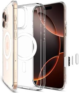 SPIGEN Ultra Hybrid T MagFit for iPhone 16 Pro Case, Full Camera Control Button Coverage, Compatible with MagSafe Magnetic Ring, Air Cushion Bumper Hard Clear Cover - Clear Case/White Ring