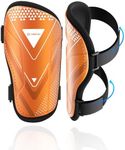 Shin Guards Soccer Kids Youth, CE Certified Airsfish Shin Guard Protection Gear for 2-18 Years Old Boys Girls Teenagers High Impact Resistant Breathable Comfortable 1 Pair 4 Sizes (XX-Small, Orange)