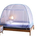 KSLS Folding Mosquito Net Tent Canopy Curtains for Beds (Blue, 6X)