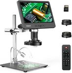 TOMLOV DM602 Pro 10.1" HDMI Digital Microscope 2000x, Pro Boom Arm Stand, LCD Soldering Microscope with 3 Lens, Adults Microscope for Electronics Repair, Coin Microscope Ring Light,PC Compatible, 64G