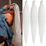 26 Inch Pre Stretched Braiding Hair 3 Packs Crochet Hair White Braiding Hair for Box Braids Hot Water Setting Easy Braid Yaki Texture Synthetic Braid Hair Extensions Crochet Braids/White