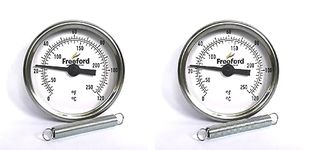 Freeford Instrumentation UK Pair of Pipe Thermometers for Radiator Balancing - Higher Accuracy 63mm 0/120 C/F with springs