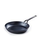 BK Black Steel Pre-Seasoned 26 cm Carbon Steel Frying Pan Skillet, Suitable for Induction, Oven & Broiler Safe up to 350C, Durable and Professional, Black