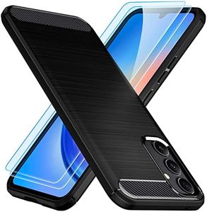 TesRank Funda para Samsung Galaxy A34 5G y [2 Pack] Cristal Templado Protector de Pantalla, Carcasa Silicona TPU [Anti-Deslizante] para Samsung Galaxy A34 5G Protector Funda Móvil-Negro