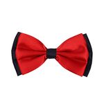 Premium Men's 2-Tone Adjustable Tuxedo Neck Bowtie Bow Tie, Red