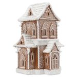 Braxio Gingerbread House Christmas Tabletop Decorations - Village Gingerbread Decor Traditional Cottage Church Christmas Collectible Figurines High 10.25x7.5x13.5 Inch