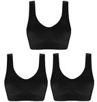 SZJH 3 Pack Of Simply Ultra Comfort Seamless Sport Style Bra With Removable Pads , M, Black