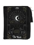 Mystical Multicolor "The Moon" Tarot Card Zippered Bag - 20cm x 15cm (1 Pc.) - Velvet Pouch with Elegant Tassel and Charm - Compact Size for Tarot Decks, Crystals &Treasures