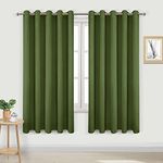 DWCN Blackout Curtains for Bedroom - Thermal Insulated Light Blocking Eyelet Window Curtains for Living Room 66 x 54 inch Length, Green, 2 Panels