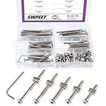 Swpeet 100Pcs Crib Hardware Screws, Nicked Plated M6 × 40/50/60/70/80mm Hex Socket Head Cap Crib Baby Bed Bolt and Barrel Nuts with 1 x Allen Wrench Perfect for Furniture, Cots, Crib Screws