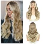 Sapphirewigs Blonde Wig Lace Front Wig 13x4 Synthetic Wig Body Wave Ombre Blonde Kanekalon Futura Pre-plucked Daily Wear Party Date Wig 22inch