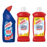 Harpic Bathroom Cleaner Lemon, 1 L (Pack of 2) and Harpic Powerplus Toilet Cleaner Original, 1 L