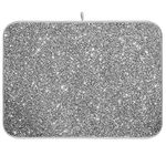 Bright Silver Glitter Dish Drying Mat 18x24 inch for Kitchen Absorbent Microfiber Large Heat Resistant Counter Mat Dishes Draining Pads Fast Dry Kitchen Accessories