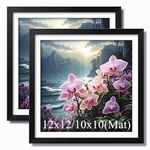 NUFTVI Diamond Painting Picture Frames, Suitable for 12x12 in/30x30 cm Diamond Painting and Photo, Diamond Art Wood Frame With Mat, Diamond Painting Canvas Picture Wall Displays (2 Pack, Black)