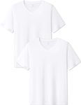 LAPASA 2 Pack Men's Undershirts Premium Stretch Modal Underwear Shirts Super Soft Short Sleeve Undershirts Stretch Slim Fit M08 White (v-Neck) L