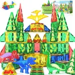 Dinosaur Toys Magnetic Tiles - Magnet Building Blocks for Toddler Kids Toys STEM Sensory Outdoor Toys for 3+ Year Old Boys and Girls, Dinosaur World Creative Games Kids Toys