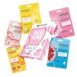 Garnier Mask Icons Discovery Collection - Face & Eye Sheet Masks Set for Dehydrated, Dull and Tired Skin, includes Vitamin C*, Hyaluronic Acid, Niacinamide - Pack of 5 sheet Masks