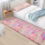 TENNOLA 2x6 Ft Rainbow Rug for Girls Bedroom Colorful Area Rug Unicorn Rugs for Girls Bedroom Kawaii Room Decor Runner Rugs for Living Room Plush Fluffy Rug Non Slip Fuzzy Rugs for Kids Room