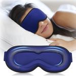 Sleep Eye Mask for Women Men: Blackout Weighted Sleeping Mask for Deep Rest - Washable 3D Contoured Eye Cover for Eyelash Extension, Adjustable Blindfold for Night,Yoga,Meditation,Travel, Camping(Navy Blue)