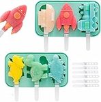 2 Pack Silicone Popsicle Moulds with Attached Lids, Silicone Frozen Popsicles Molds for Kids, BPA Free Popsicle Mold Reusable Easy Release Ice Pop Maker, Food Grade Silicone Ice Pop Cream Mold (1)